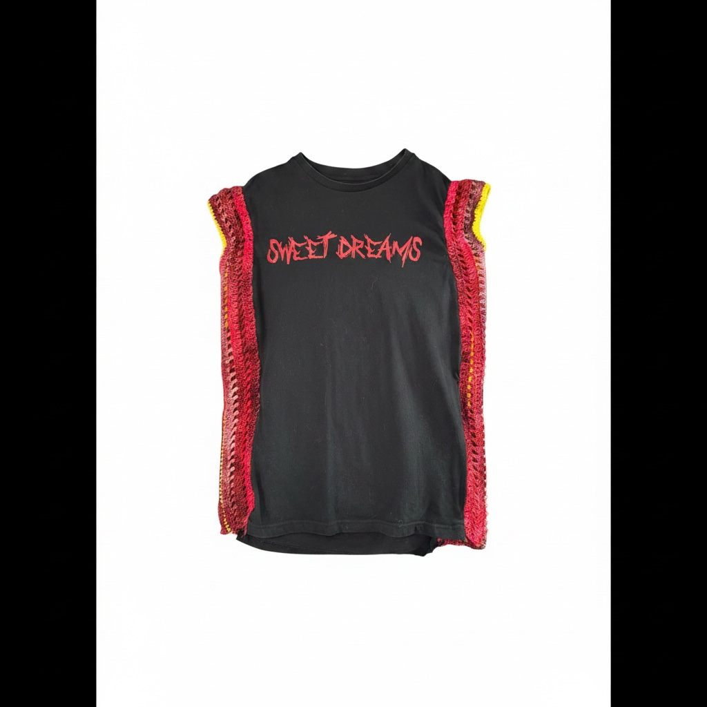 Up Cycled Crop Sleeve Tee - Medium