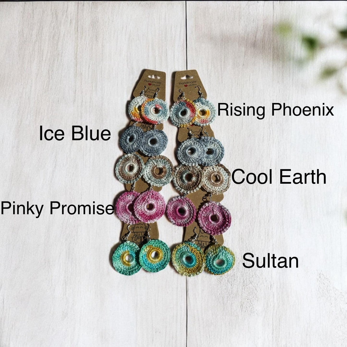 Multi-Colored Crochet Dangle Earrings