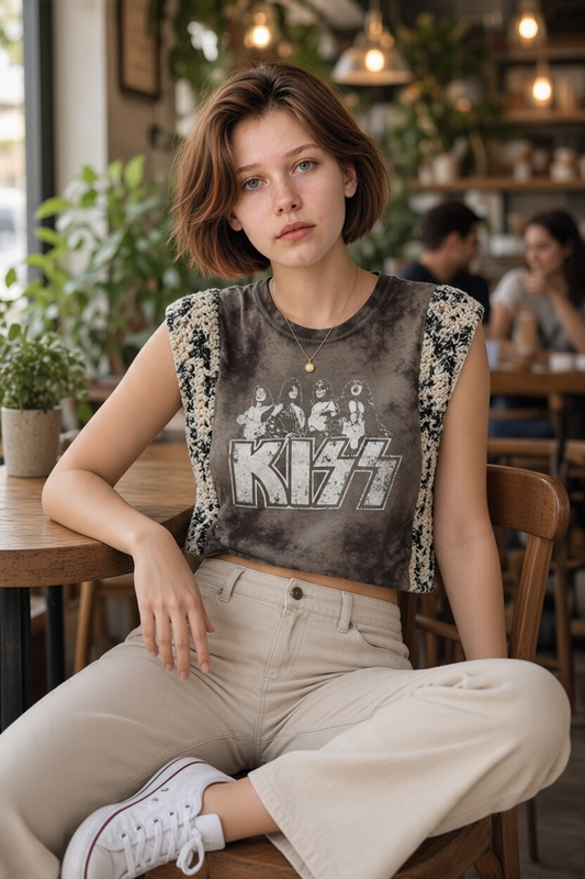 Kiss Crop T-Shirt - Size Small