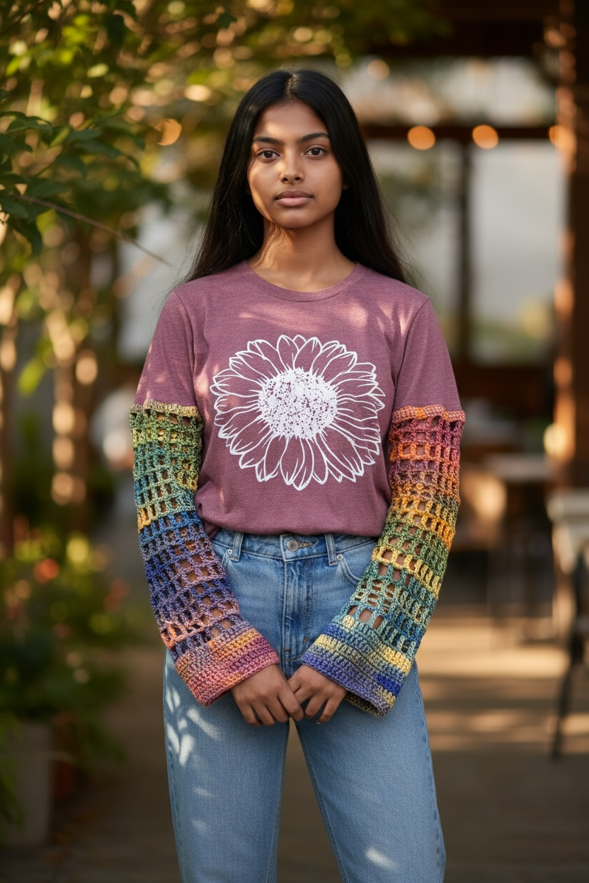 Sunflower Fishnet Tee - Size Youth Small/Ladies XS