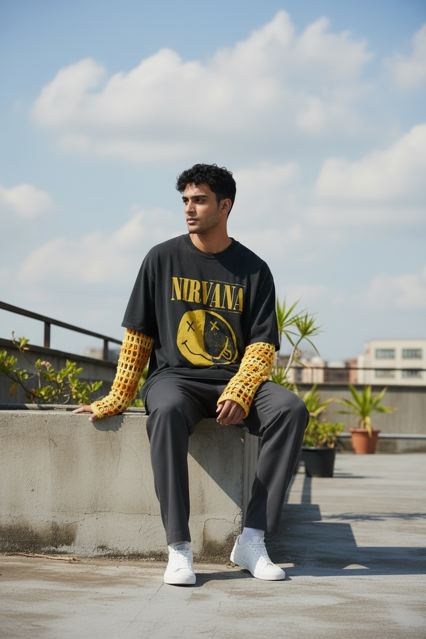 Nirvana Fishnet Tee - Size X-Large