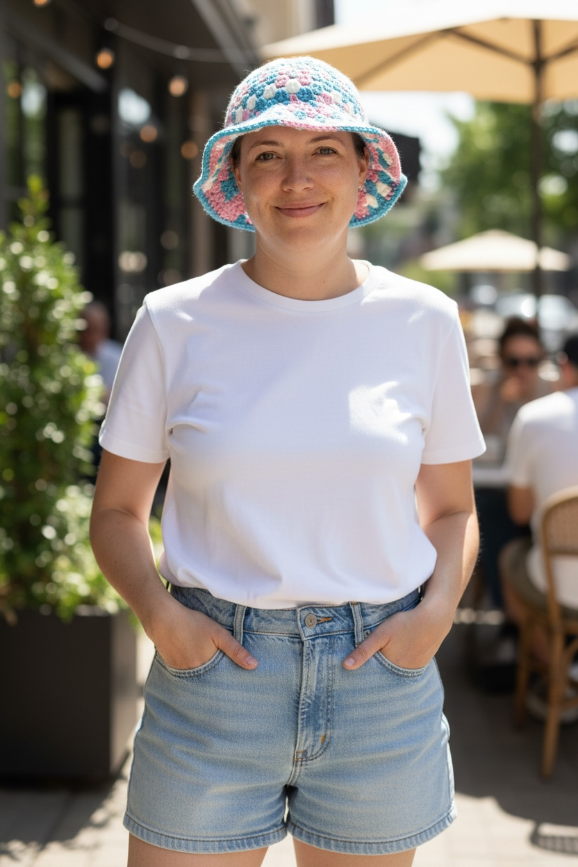Slouchy Pride Colors Crochet Granny Square Bucket Hat