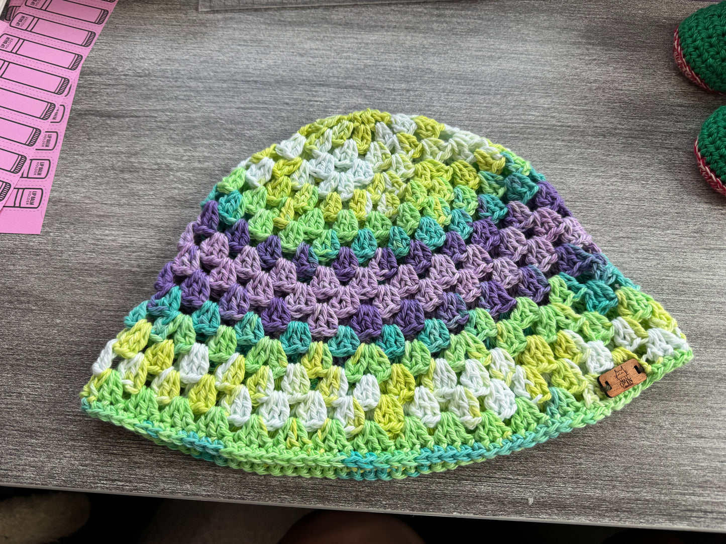 Slouchy Crochet Granny Square Bucket Hat - Relaxed Y2K Festival Cap